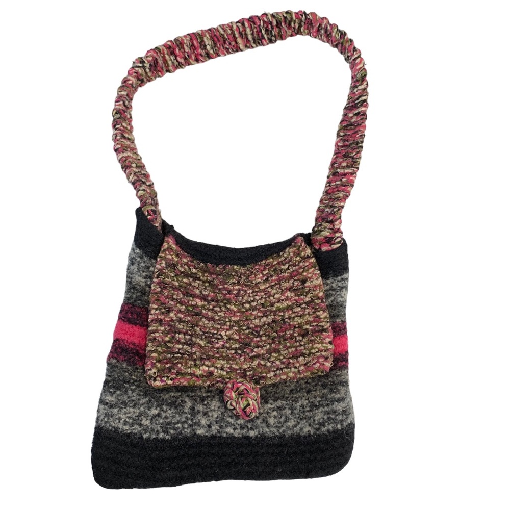 HANDMADE Boho Chic Knit Multi Color Crossbody Bag